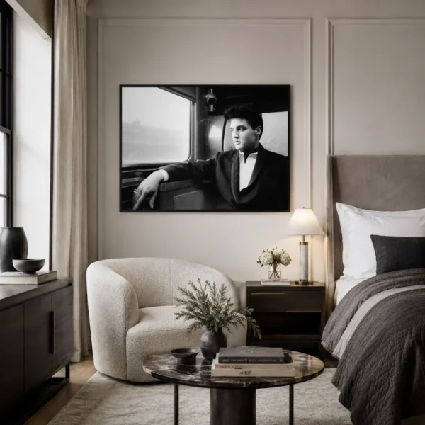 Elvis Presley Train Portrait Poster, 1960 Travel Photo Print