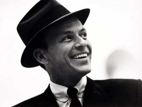 Frank Sinatra Smiling Fedora Poster, Classic Portrait Print