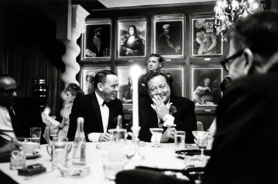 Frank Sinatra black and white poster showing the long table crop.