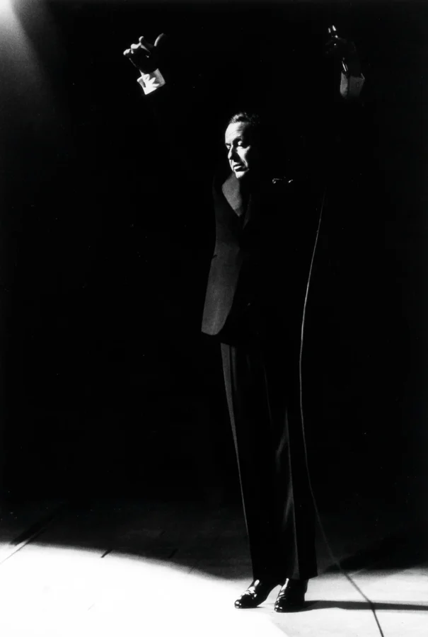 Frank Sinatra black and white poster showing the black background.