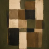 Olive Green Grid Abstract Geometric Earthy Tones Art Print