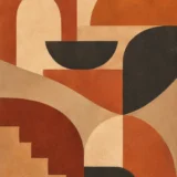 Terracotta Geometric Arches and Abstract Shapes Wall Art Print