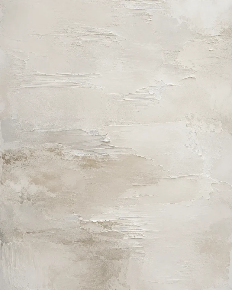 Clean artwork view of White Textured Minimalist Abstract Wall Art for Modern Interiors Art Print. A serene white textured art print featuring heavy impasto brushstrokes, layered cream highlights, and subtle beige undertones in a minimalist composition.