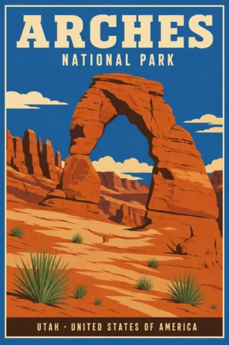 Arches National Park Utah Vintage Style Travel Poster