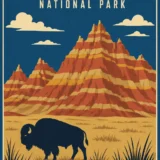 Badlands National Park South Dakota Vintage Style Art Print