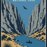 Big Bend National Park Texas Retro Santa Elena Canyon Art Print