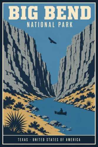 Big Bend National Park Texas Retro Santa Elena Canyon Art Print