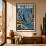 Big Bend National Park Texas Retro Santa Elena Canyon Art Print