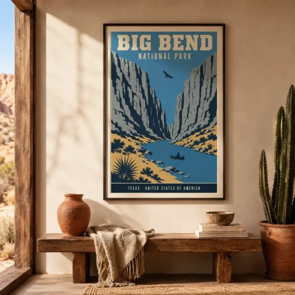Big Bend National Park Texas Retro Santa Elena Canyon Art Print