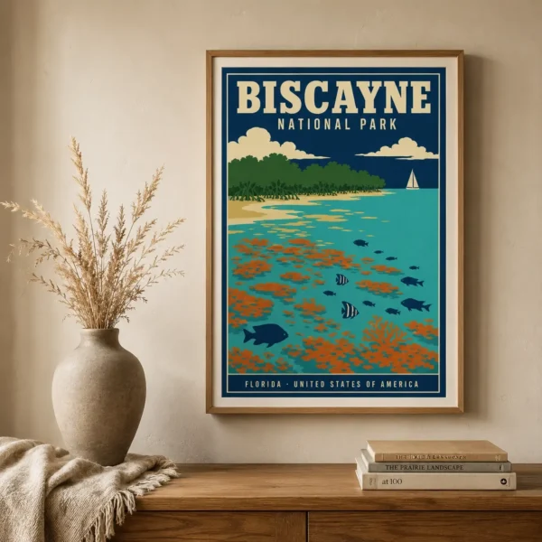 Biscayne National Park Florida Vintage Illustration Art Print