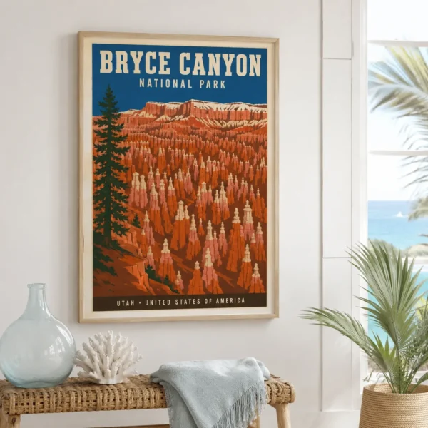 Bryce Canyon National Park Utah Vintage Style Travel Wall Art Print