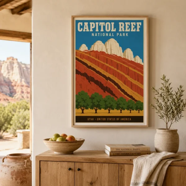 Capitol Reef National Park Utah, Vintage Style Art Print
