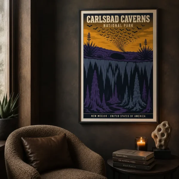 Carlsbad Caverns National Park New Mexico Retro Travel Art Print