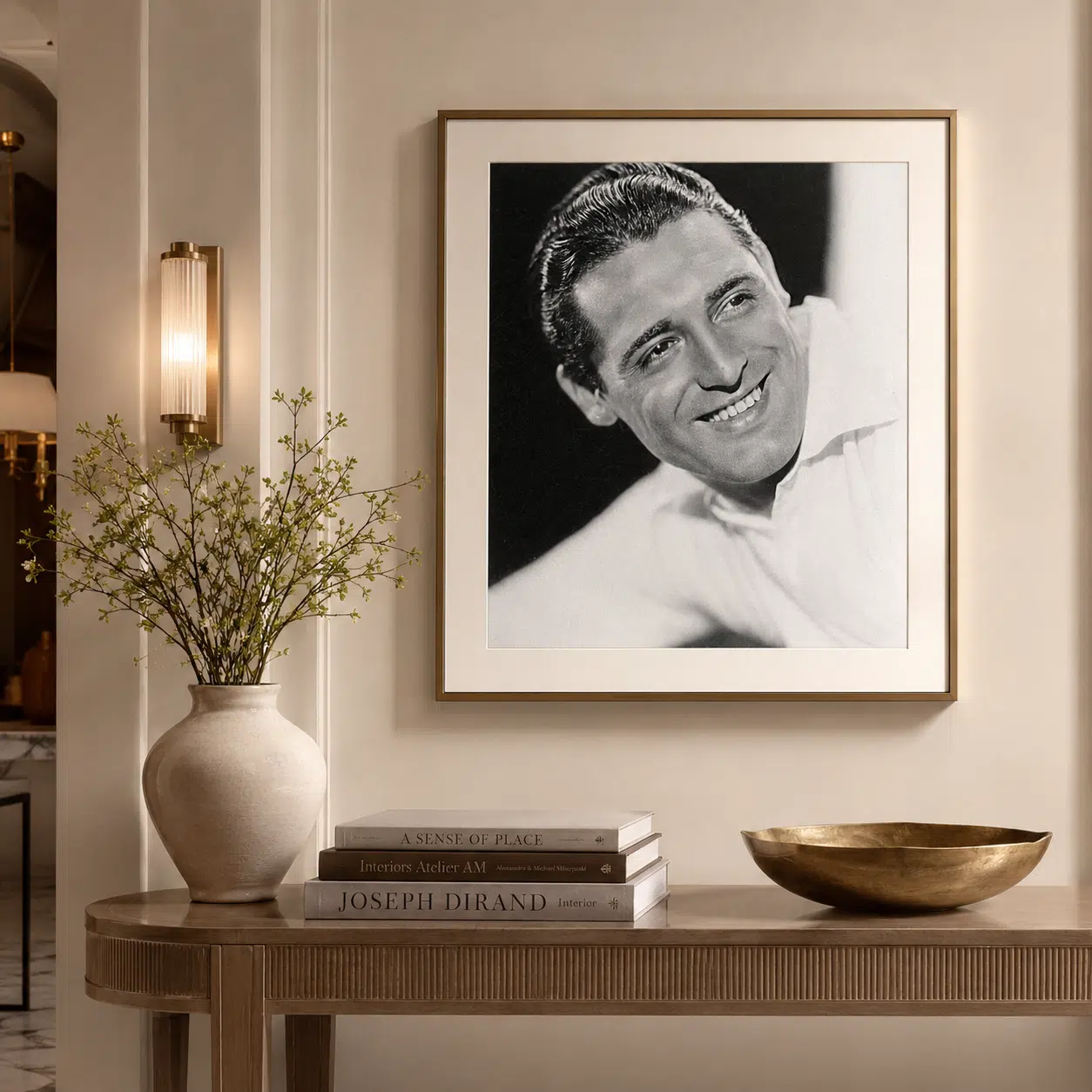 Cary Grant Paramount 1930s — high-contrast black and white 1930s portrait of Cary Grant smiling in a