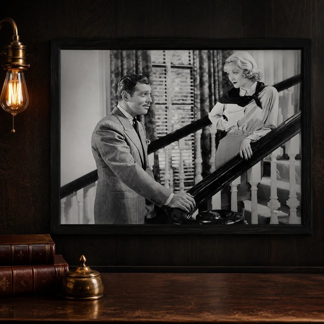 Clark Gable Constance Bennett — crisp black and white 1930s film still featuring Clark Gable and