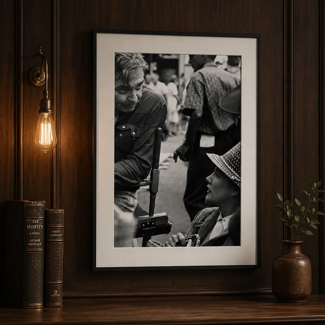 Clark Gable Cast Misfits — candid black and white photography print capturing Clark Gable in a