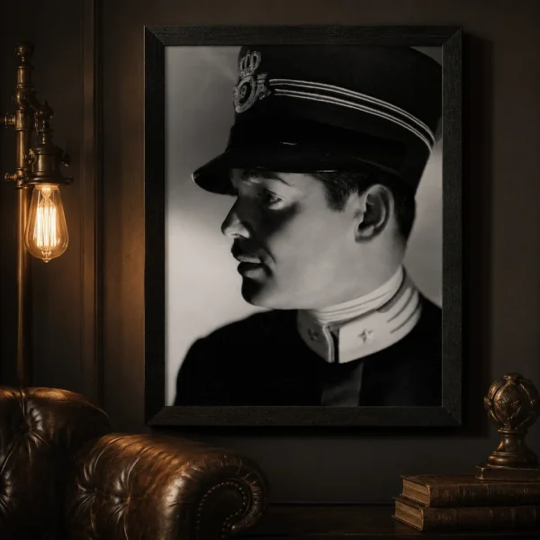 Clark Gable Profile in Uniform Black and White Photography Print