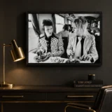 David Bowie and Mick Ronson Dining Carriage Black and White Print Photography Print