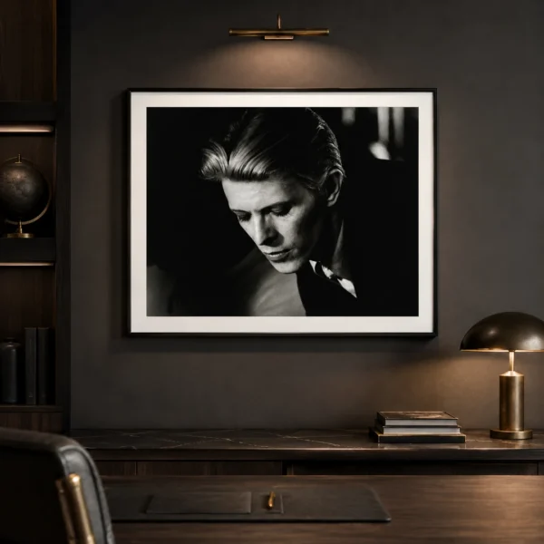 David Bowie in Los Angeles Restaurant Monochrome Photography Print