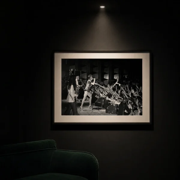 David Bowie Live Performance with Crowd Black and White Photography Print