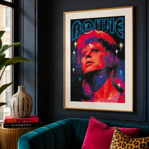 David Bowie Cosmic Portrait, Galactic Glam Rock Photography Print
