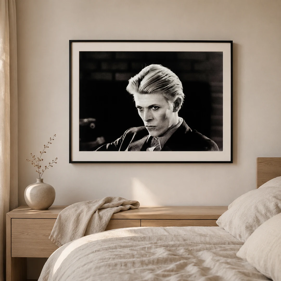 David Bowie 1975 Los — candid 1975 sepia photography print of David Bowie in a Los Angeles