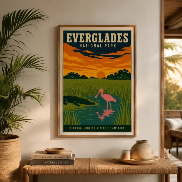 Everglades National Park Florida, Vintage Travel Poster