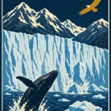 Glacier Bay National Park Alaska, Vintage Style Art Print