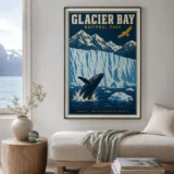 Glacier Bay National Park Alaska, Vintage Style Art Print
