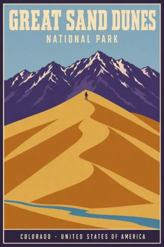Great Sand Dunes National Park Colorado Retro Art Print