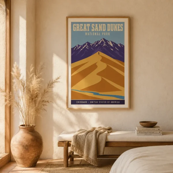 Great Sand Dunes National Park Colorado Retro Art Print