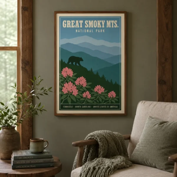 Great Smoky Mountains National Park Vintage Style Art Print