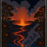 Hawaii Volcanoes National Park Vintage Style Art Print