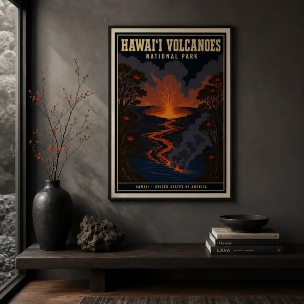 Hawaii Volcanoes National Park Vintage Style Art Print