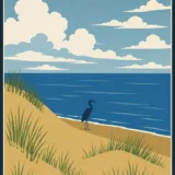 Indiana Dunes National Park Vintage Travel Poster, Lake Michigan Art