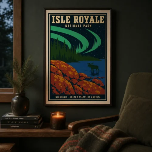 Isle Royale National Park Michigan Vintage Travel Art Print