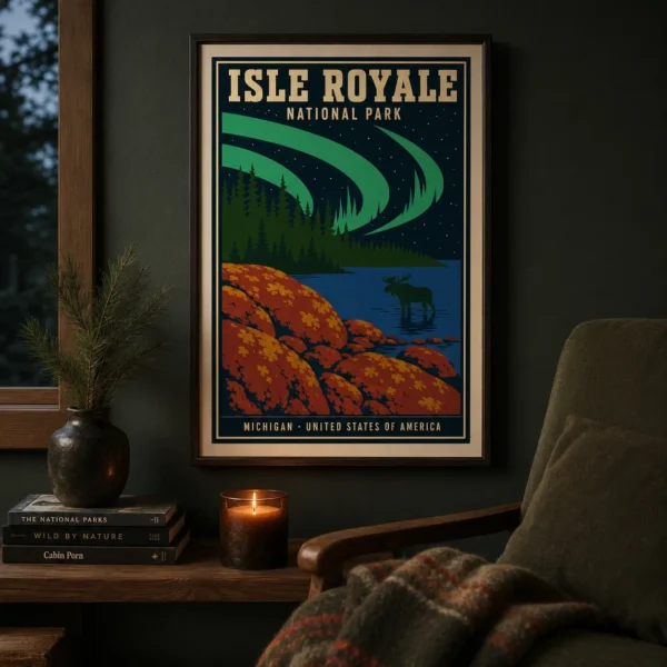 Isle Royale National Park Michigan Vintage Travel Art Print