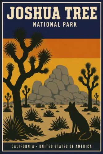 Joshua Tree National Park California Vintage Style Travel Poster
