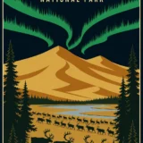 Kobuk Valley National Park Alaska, Caribou & Dunes Wall Art Print