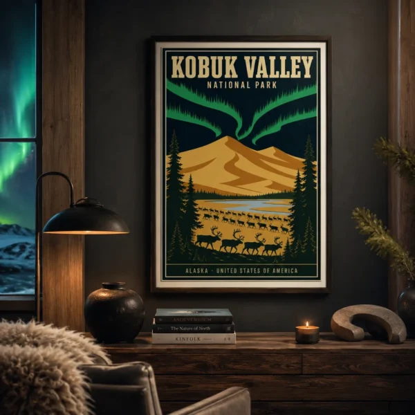 Kobuk Valley National Park Alaska, Caribou & Dunes Wall Art Print