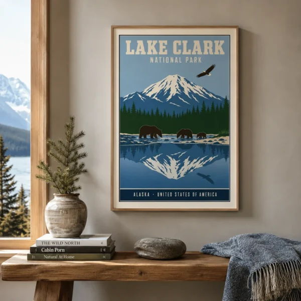 Lake Clark National Park Alaska Wildlife & Mountain Art Print