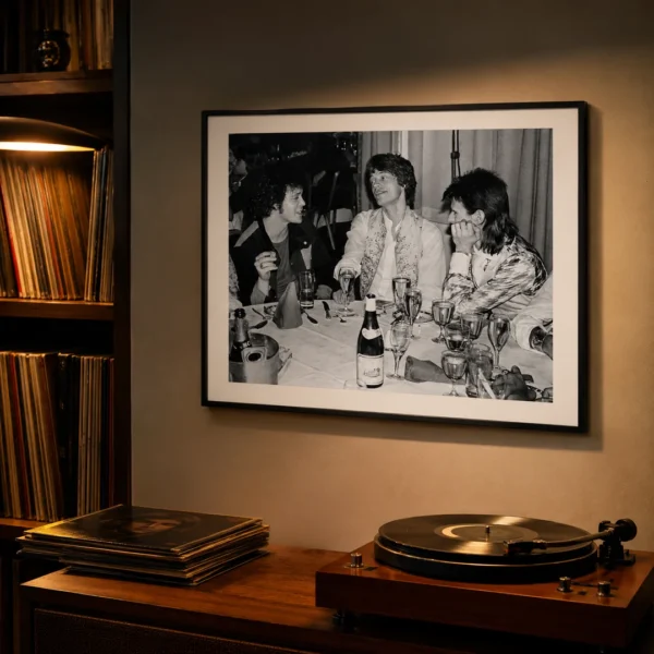 Lou Reed, Mick Jagger and David Bowie at Cafe Royale Photography Print