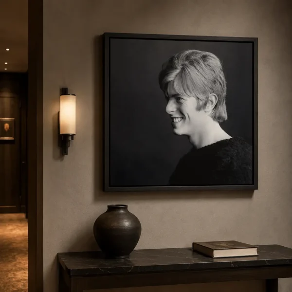 David Bowie Side Profile Smiling Black and White Music Photography Print