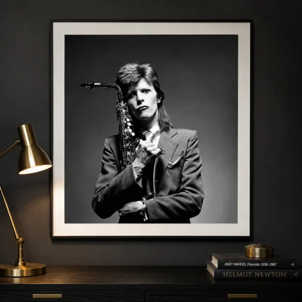 David Bowie with Saxophone Black and White Music Photography Print