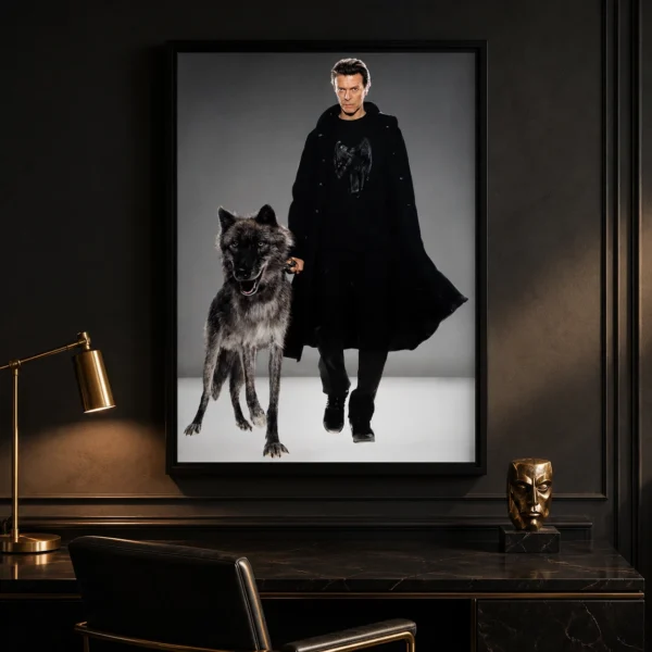 David Bowie with Wolf Portrait, Photography Print