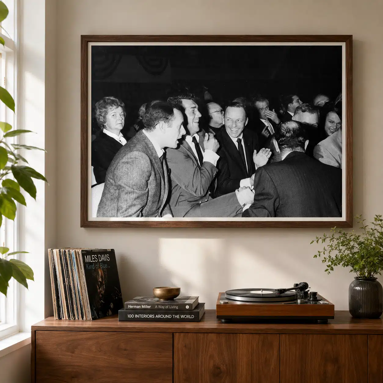 Frank Sinatra black and white poster showing the packed frame.