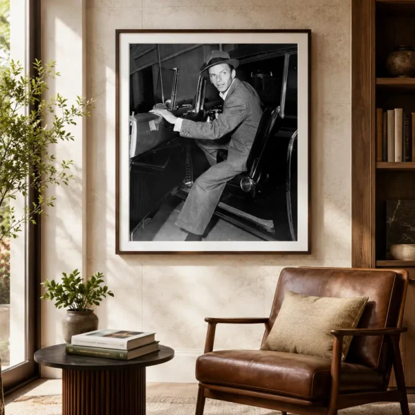Frank Sinatra Car Entry Black-and-White Photo Print