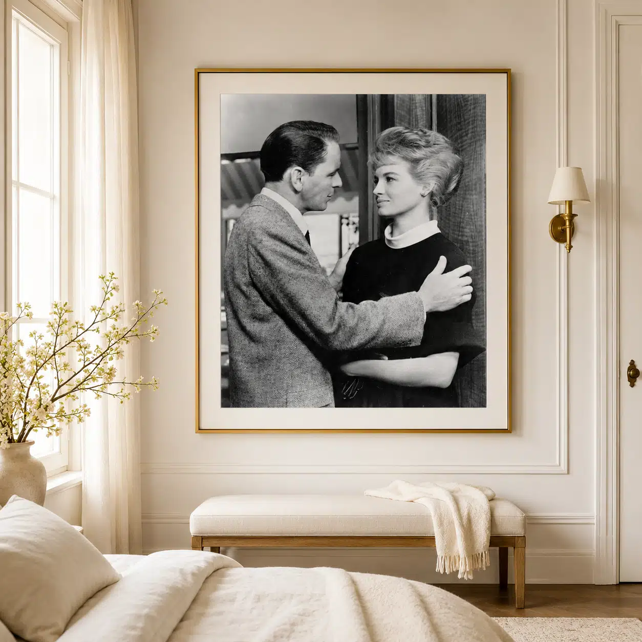 Frank Sinatra black and white poster showing the close eye contact.
