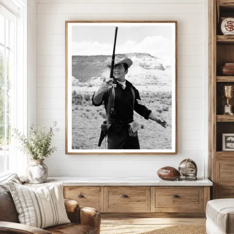 Sinatra Western Poster Frank — sinatra western poster with rifle, hat, cartridge belt, and open-range