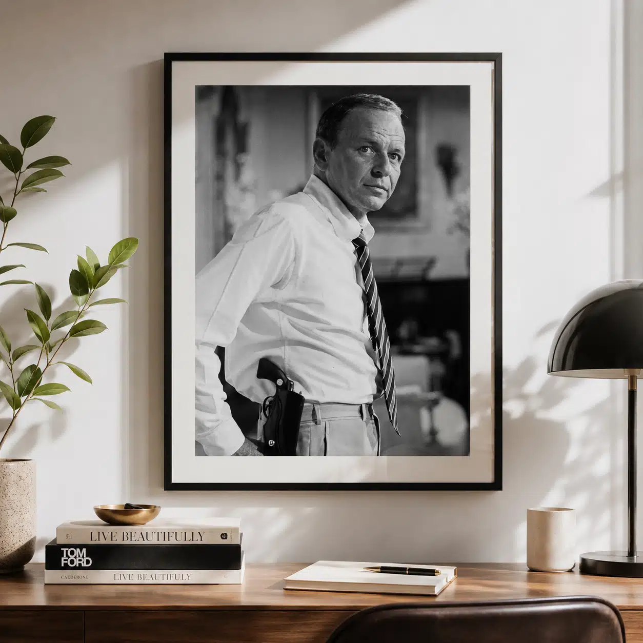 Frank Sinatra black and white poster showing the angled pose.